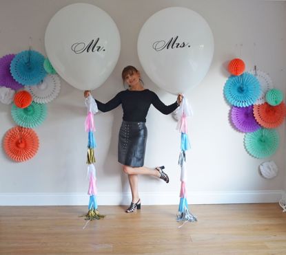 Picture of Mr Mrs Balloons Giant 36 inch 3 feet Round Tassel Tails