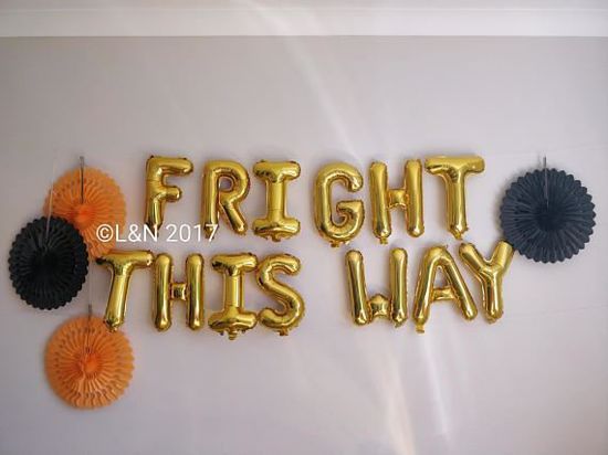 Picture of FRIGHT THIS WAY Halloween 16" Letters Foil Mylar Balloons Banner Garland