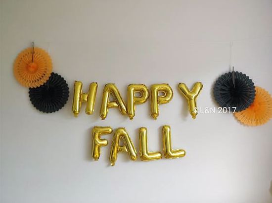 Picture of HAPPY FALL Halloween 16" Letters Foil Mylar Balloons Banner Garland