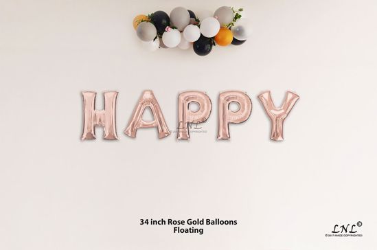 Picture of HAPPY Rose Gold Letters 34 Inch Foil Balloons