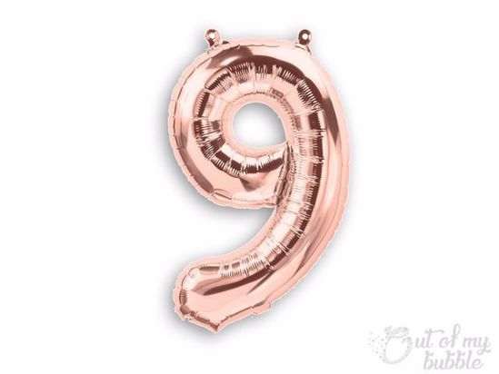 Rose gold  foil balloon number 9