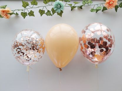 Picture of Rose Gold Balloons Confetti Blush Bouquet Engaged