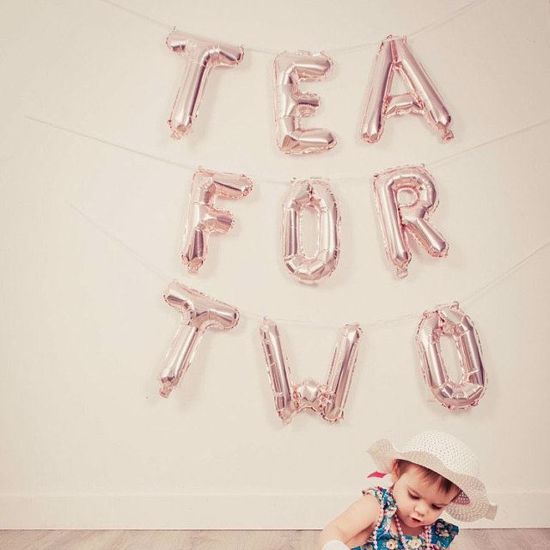 Picture of Rose Gold Balloon Banner Letters 80 YEARS LOVED