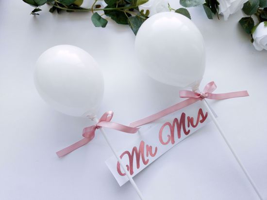 Picture of Rose Gold Mr Mrs Balloons Cake Topper